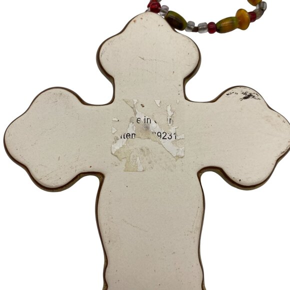 Ceramic hand made hanging cross ornaments hand painted Mexican pottery - Picture 11 of 11